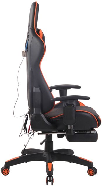 Chaise de bureau - Cuir artificiel - Chaise avec fonction inclinable / repose-pieds - Noir/Orange - 49x70x141 cm, SKU315 5
