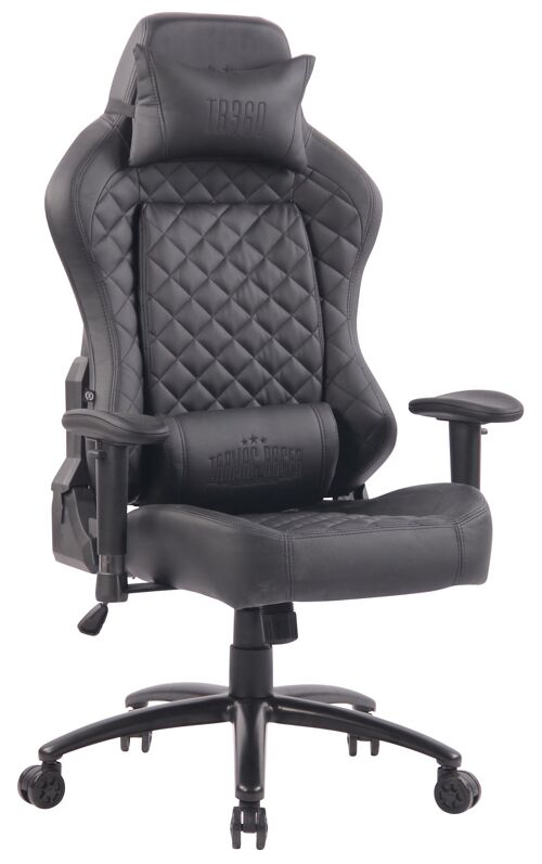 Bureaustoel - Game stoel - Hoofdkussen - Verstelbaar - Kunstleer - Zwart - 70x60x130 cm , SKU316