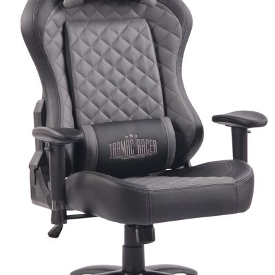 Bureaustoel - Game stoel - Hoofdkussen - Verstelbaar - Kunstleer - Grijs/zwart - 70x60x130 cm , SKU317