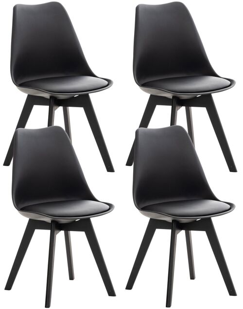 Set van 4 stoelen - Eetkamerstoelen - Stevig kunststof - Zwart , SKU340