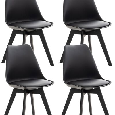 Set van 4 stoelen - Eetkamerstoelen - Stevig kunststof - Zwart , SKU340