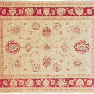 Afghan Chobi Ziegler 233x168 hand-knotted carpet 170x230 beige flower pattern, short pile