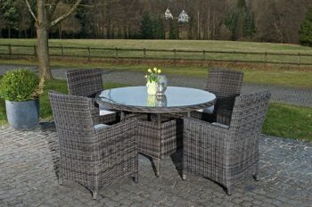 Ensemble de jardin - Table avec 4 chaises - Plateau en verre - Gris , SKU360 1