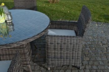 Ensemble de jardin - Table avec 4 chaises - Plateau en verre - Gris , SKU360 2