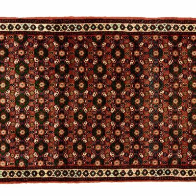 Tapis persan Hamadan 298x87 noué main 90x300 tapis motif géométrique multicolore