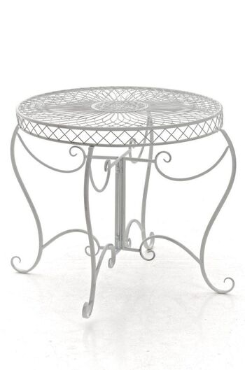 Table de jardin - Métal - Ronde - Blanc antique, SKU393 1