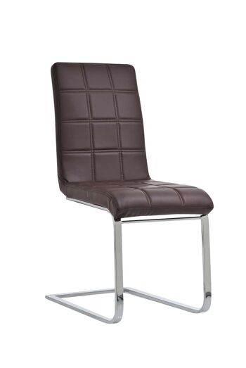 Chaise de salle à manger - Cuir artificiel - Structure en métal - Marron , SKU396