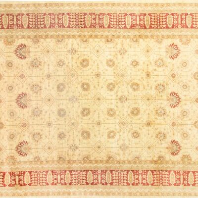 Afghan Chobi Ziegler 532x368 hand-knotted carpet 370x530 beige border, short pile