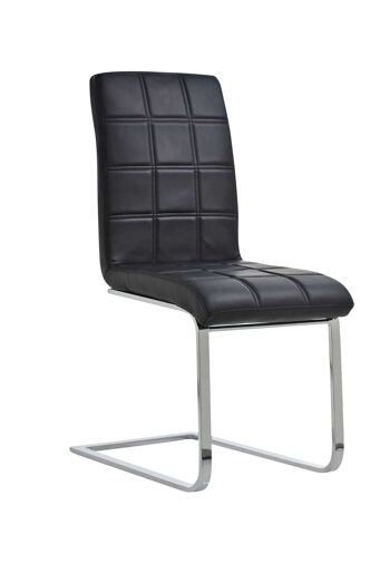 Chaise de salle à manger - Cuir artificiel - Structure en métal - Noir , SKU400