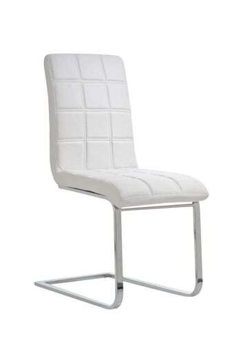 Chaise de salle à manger - Cuir artificiel - Structure en métal - Blanc , SKU401