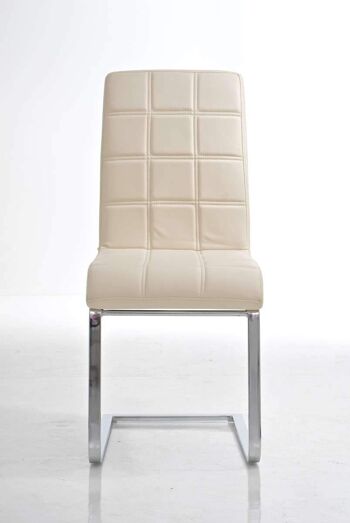 Chaise de salle à manger - Cuir artificiel - Structure en métal - Crème , SKU402 2