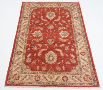 Tapis afghan fin Chobi Ziegler 153x102 noué main 100x150 motif fleur rouge 2