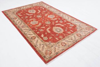 Tapis afghan fin Chobi Ziegler 153x102 noué main 100x150 motif fleur rouge 3