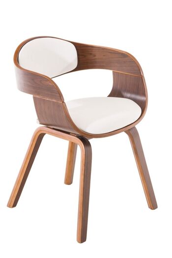 Chaise de salle à manger - Chaise - Cuir artificiel - Blanc/Noyer, SKU408 1