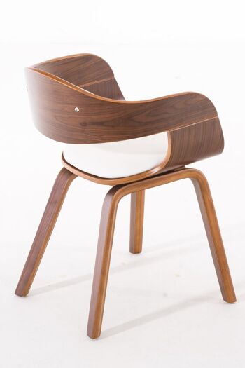 Chaise de salle à manger - Chaise - Cuir artificiel - Blanc/Noyer, SKU408 4