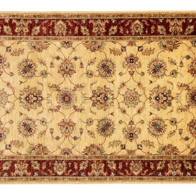 Afghan Chobi Ziegler 184x128 alfombra anudada a mano 130x180 patrón de flores doradas pelo corto