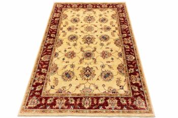 Tapis Afghan Chobi Ziegler 184x128 noué main 130x180 motif fleur or poil court 2