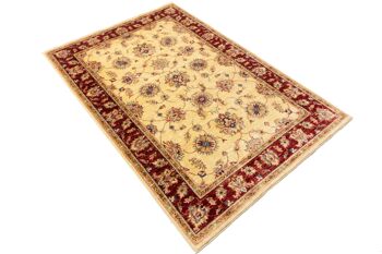 Tapis Afghan Chobi Ziegler 184x128 noué main 130x180 motif fleur or poil court 3