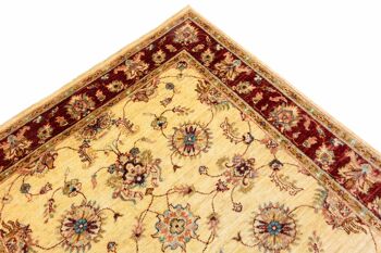 Tapis Afghan Chobi Ziegler 184x128 noué main 130x180 motif fleur or poil court 5