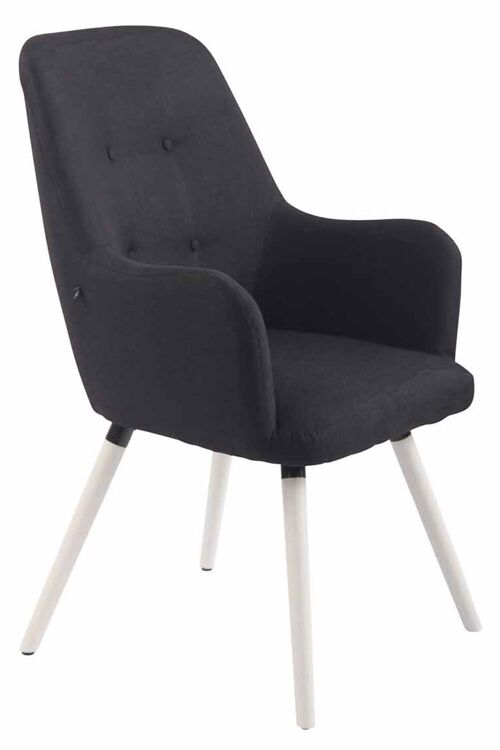 Fauteuil - Stof - Witte houten poten - Stabiel - Zwart , SKU431