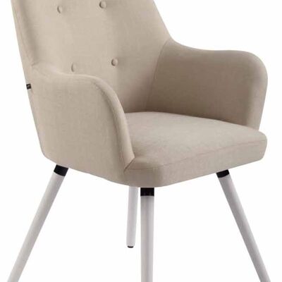 Fauteuil - Stof - Witte houten poten - Stabiel - Crème , SKU433