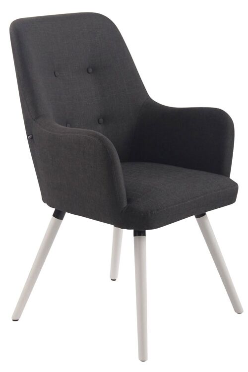 Fauteuil - Stof - Witte houten poten - Stabiel - Donkergrijs , SKU434