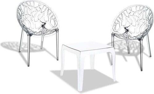 Tuinset - Tafel met 2 stoelen - Transparant , SKU486
