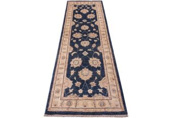 Tapis Afghan Chobi Ziegler 247x80 noué main 80x250 tapis de passage motif fleur beige 2