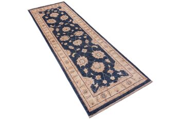 Tapis Afghan Chobi Ziegler 247x80 noué main 80x250 tapis de passage motif fleur beige 3