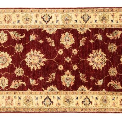 Afghan Chobi Ziegler 301x84 alfombra anudada a mano 80x300 runner patrón de flores rojas