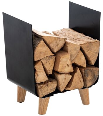 Support à bois de chauffage - Rangement de bois de chauffage - Noir mat - 40x40x30 cm , SKU520 1
