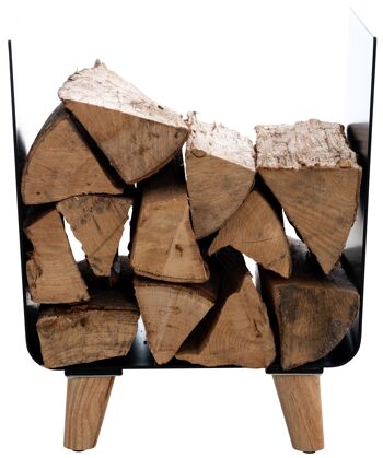 Support à bois de chauffage - Rangement de bois de chauffage - Noir mat - 40x40x30 cm , SKU520 2