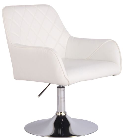 Fauteuil - Kunstleer - Modieuze stoel - Comfortabel - Rug- en armleuning - Draaibaar - Wit , SKU527