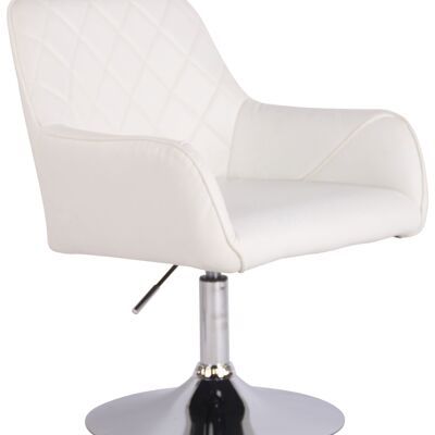 Fauteuil - Kunstleer - Modieuze stoel - Comfortabel - Rug- en armleuning - Draaibaar - Wit , SKU527