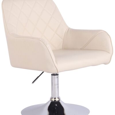 Fauteuil - Kunstleer - Modieuze stoel - Comfortabel - Rug- en armleuning - Draaibaar - Crème , SKU530