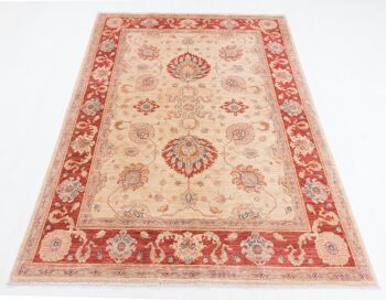 Tapis Afghan Feiner Chobi Ziegler 201x148 noué main 150x200 motif fleur rouge 2