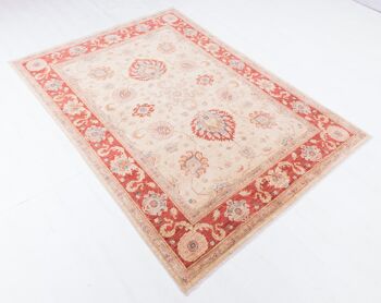 Tapis Afghan Feiner Chobi Ziegler 201x148 noué main 150x200 motif fleur rouge 4