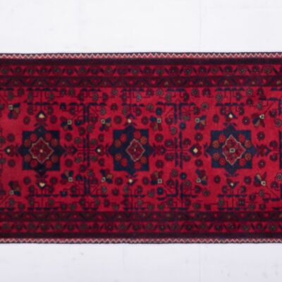 Afghan Belgique Khal Mohammadi 100x50 alfombra anudada a mano 50x100 rojo geométrico