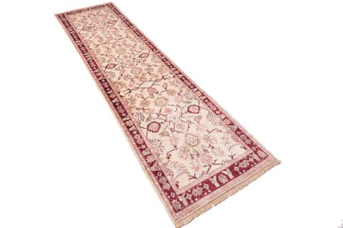 Afghan Chobi Ziegler 295x77 Handgeknüpft Teppich 80x300 Läufer Beige Orientalisch