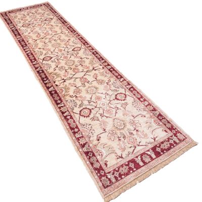 Afghan Chobi Ziegler 295x77 alfombra anudada a mano 80x300 runner beige oriental