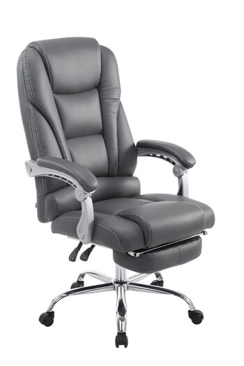 Chaise de bureau - Avec repose-pieds - Cuir artificiel - Gris , SKU621 1