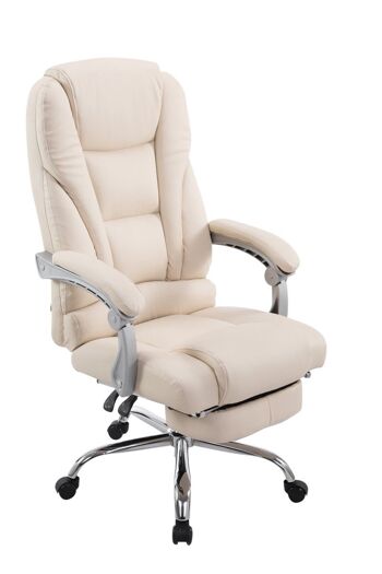 Chaise de bureau - Avec repose-pieds - Cuir artificiel - Crème , SKU622 1