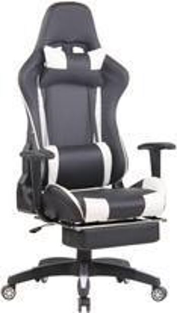 Chaise de bureau - Cuir artificiel - Noir/blanc - Design sportif - Robuste, SKU630 1