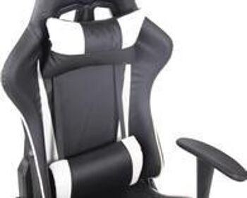 Chaise de bureau - Cuir artificiel - Noir/blanc - Design sportif - Robuste, SKU630 4