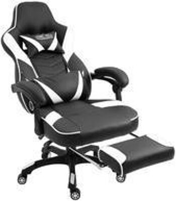 Chaise de jeu - Cuir artificiel - Chaise longue - Noir - Blanc - Noir/Blanc , SKU631 1