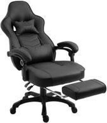 Chaise de jeu - Cuir artificiel - Chaise longue - Noir - Blanc - Noir , SKU635 1