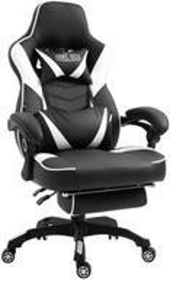 Chaise de jeu - Cuir artificiel - Chaise longue - Noir - Blanc - Noir , SKU635 4