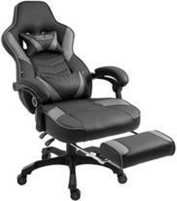 Chaise de jeu - Cuir artificiel - Chaise longue - Noir - Blanc - Gris / Noir , SKU636 1
