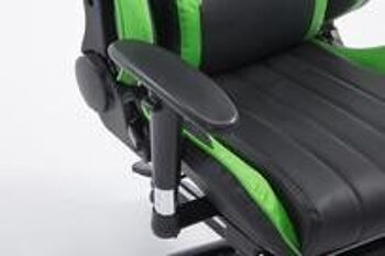 Chaise de bureau - Cuir artificiel - Noir/vert - Design sportif - Avec repose-pieds, SKU637 2