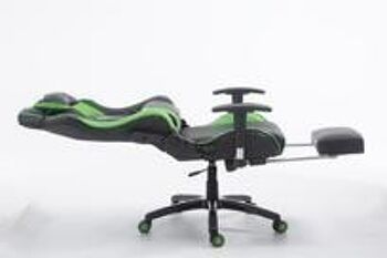 Chaise de bureau - Cuir artificiel - Noir/vert - Design sportif - Avec repose-pieds, SKU637 4